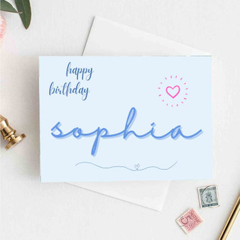 Pastele Happy Birthday Simple Personalized Greeting Card Template Digital Download File Editable in Canva Custom Text Easy Self Editing Quotes Gift Card Wedding Happy Brithday New Born Mothers Day Fathers Day Graduation Monogram Name Card