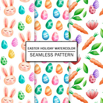 Pastele Easter Holiday Watercolor Seamless Pattern Repeating High Resolution Images PNG JPG 300 Dpi File Background Wallpaper Textile Fabric Clothing Editable Printable Personal Commercial Use Repeat Image Pattern Bundle Digital Paper Repeats