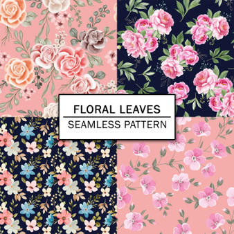 Pastele Floral Leaves Seamless Pattern Repeating High Resolution Images PNG JPG 300 Dpi File Background Wallpaper Textile Fabric Clothing Editable Printable Personal Commercial Use Repeat Image Pattern Bundle Digital Paper Repeats