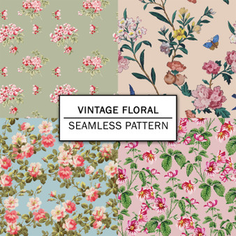 Pastele Vintage Floral Repeating Images Seamless Pattern Instant Digital Download High Resolution PNG JPG File Editable Printable to Textile Fabric Wallpaper Wall Decor Paper Product Vector Background Pattern Elements