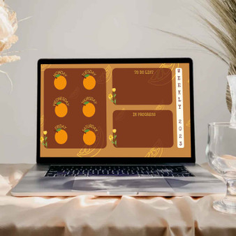 Pastele Orange Fruit Weekly Desktop Organizers Wallpaper Mac and Windows High Resolution Image Smart Desktop Minimalist WallPaper Notes Planner Calendar Organizer Desktop Custom Personalized Editable in Canva Self Editing Home Screen