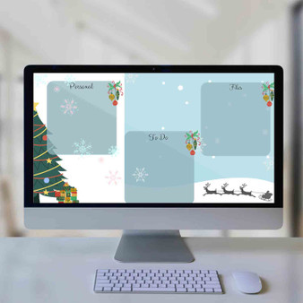 Pastele Christmas in Winter High Resolution Wallpaper Desktop Organizer for Mac Windows Macbook Apple Smart Notes Planner Calendar Notification Planner in Desktop Wallpaper Organizer Custom Personalized Editable in Canva