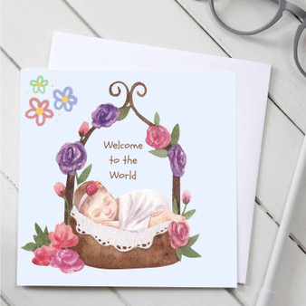 Pastele Newborn Baby Floral 5x5 Inch Greeting Card High Resolution Images Template Editable in Canva Custom Text Greeting Card Name Card Birthday Wedding Bridesmaid Graduation New Born Parcel Gift Card Qoutes Card Printable File Digital Download