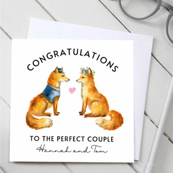 Pastele Fox Couple Wedding 5x5 Inch Greeting Card High Resolution Images Template Editable in Canva Custom Text Greeting Card Name Card Birthday Wedding Bridesmaid Graduation New Born Parcel Gift Card Qoutes Card Printable File Digital Download