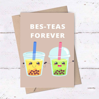 Pastele Boba Tea Besties Forever 6x4 Inch Greeting Card Template High Resolution Images Editable Printable in Canva Digital Download File Self Editing Text Quotes Messages Personalized Greeting Card Birthday Emigrating Card Love Wedding Anniversary