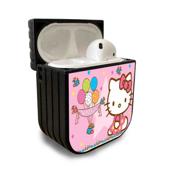 Pastele New hello kitty birthday wallpaper Custom Personalized AirPods Case Apple AirPods Gen 1 AirPods Gen 2 AirPods Pro Protective Cover Sublimation