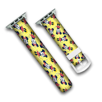 Pastele New Minnie Mouse Disney Yellow Custom Personalized Apple Watch Band Genuine Leather Watch Band Replacement 38mm 40mm 42mm 44mm