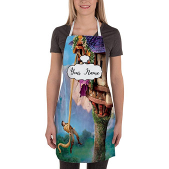 Pastele Best Disney Tangled Rapunzel and Flynn Custom Personalized Name Kitchen Apron