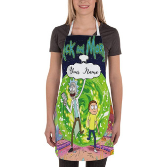 Pastele Best Rick and Morty Green Custom Personalized Name Kitchen Apron
