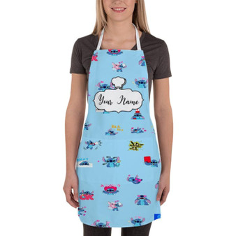 Pastele Best Disney Stitch Pattern Custom Personalized Name Kitchen Apron