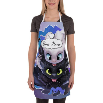 Pastele Best Toothless and Light Fury Custom Personalized Name Kitchen Apron