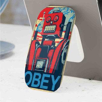 Pastele Best Robot Obey Phone Click-On Grip Custom Pop Up Stand Holder Apple iPhone Samsung