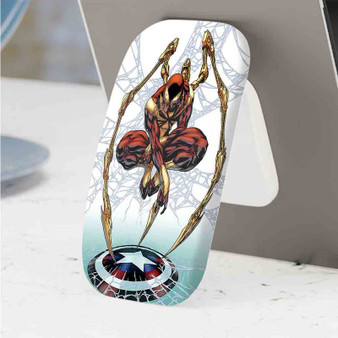 Pastele Best Spider Man Suit Made By Tony Stark Iron Spider Phone Click-On Grip Custom Pop Up Stand Holder Apple iPhone Samsung