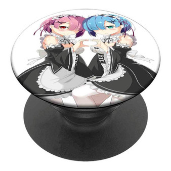 Pastele Best Ram and Rem Re Zero Custom Personalized PopSockets Phone Grip Holder Pop Up Phone Stand