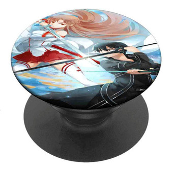 Pastele Best Sword Art Online Asuna and Kirito Kiss Custom Personalized PopSockets Phone Grip Holder Pop Up Phone Stand