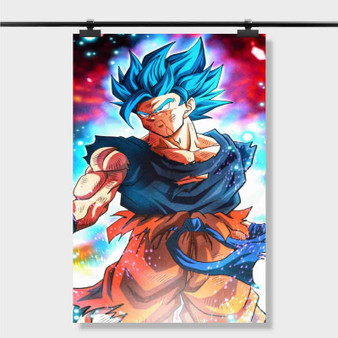 Kit 3 quadros vertical dbz super goku ssj blue