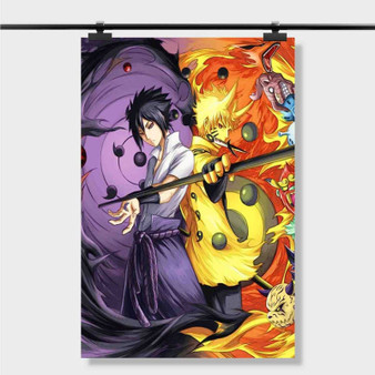 Pastele Best Sasuke Uchiha vs Naruto Uzumaki Custom Personalized Silk Poster Print Wall Decor 20 x 13 Inch 24 x 36 Inch Wall Hanging Art Home Decoration