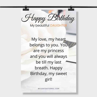 Pastele Best Happy Birthday To My Beautiful Daughter Quotes Custom Personalized Silk Poster Print Wall Decor 20 x 13 Inch 24 x 36 Inch Wall Hanging Art Home Decoration