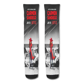 Pastele Carmen Sandiego Custom Personalized Sublimation Printed Socks Polyester Acrylic Nylon Spandex