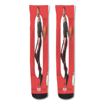 Pastele Damian Lillard Portland Trail Blazer NBA Custom Personalized Sublimation Printed Socks Polyester Acrylic Nylon Spandex