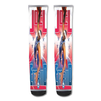 Pastele Joel Embiid Philadelphia 76ers NBA Custom Personalized Sublimation Printed Socks Polyester Acrylic Nylon Spandex