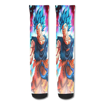 Pastele Goku Super Saiyan Blue Dragon Ball Super Custom Personalized Sublimation Printed Socks Polyester Acrylic Nylon Spandex