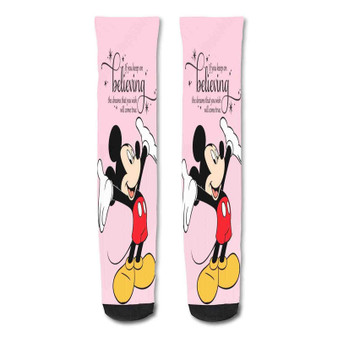Pastele Cute Mickey Mouse Pictures Wallpapers Custom Personalized Sublimation Printed Socks Polyester Acrylic Nylon Spandex