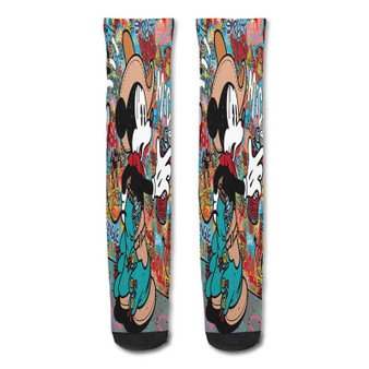 Pastele mickey mouse graffiti wallpaper Custom Personalized Sublimation Printed Socks Polyester Acrylic Nylon Spandex