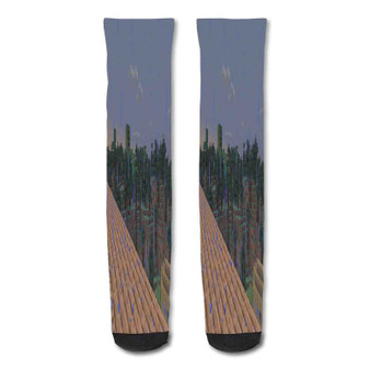 Pastele Minecraft Hosting Wallpaper Custom Personalized Sublimation Printed Socks Polyester Acrylic Nylon Spandex