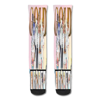 Pastele One Piece Film Gold Custom Personalized Sublimation Printed Socks Polyester Acrylic Nylon Spandex