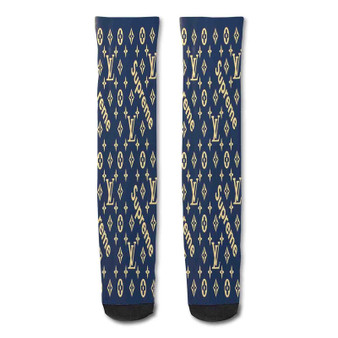 Pastele Fake Made In Spain Logo Louis Vuitton Custom Personalized Sublimation Printed Socks Polyester Acrylic Nylon Spandex