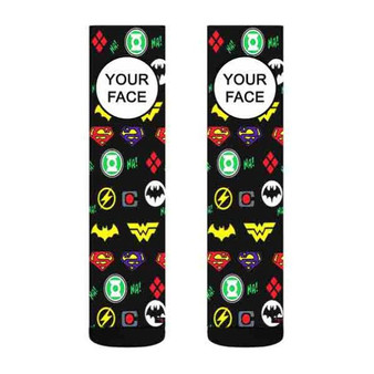 Pastele Justice League of Superhero Custom Personalized Sublimation Printed Socks Polyester Acrylic Nylon Spandex