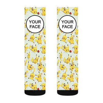 Pastele Pokemon Pikachu Starry Night Custom Personalized Sublimation Printed Socks Polyester Acrylic Nylon Spandex