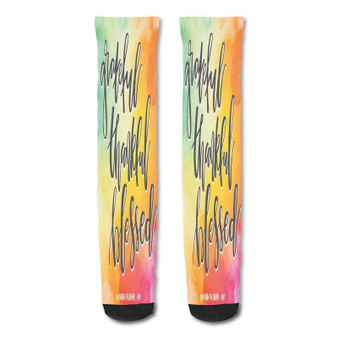 Pastele Christian Motivational Quotes Custom Personalized Sublimation Printed Socks Polyester Acrylic Nylon Spandex