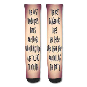 Pastele Funny Quotes About Lying Custom Personalized Sublimation Printed Socks Polyester Acrylic Nylon Spandex