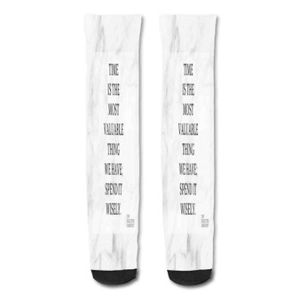 Pastele time is valuable quotes Custom Personalized Sublimation Printed Socks Polyester Acrylic Nylon Spandex