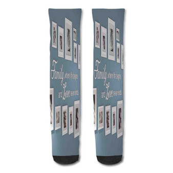 Pastele Family Quotes Wall Decor Custom Personalized Sublimation Printed Socks Polyester Acrylic Nylon Spandex