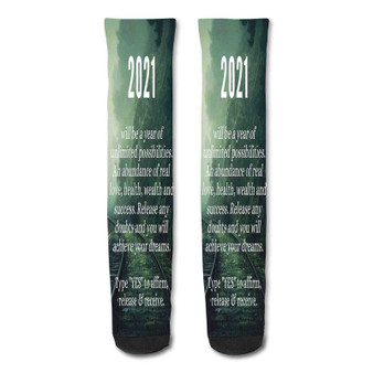 Pastele Goal Success Quotes Custom Personalized Sublimation Printed Socks Polyester Acrylic Nylon Spandex