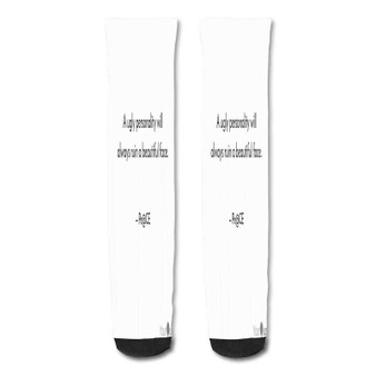 Pastele quotes about ugly personality Custom Personalized Sublimation Printed Socks Polyester Acrylic Nylon Spandex
