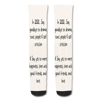 Pastele Self Motivation Quotes Custom Personalized Sublimation Printed Socks Polyester Acrylic Nylon Spandex