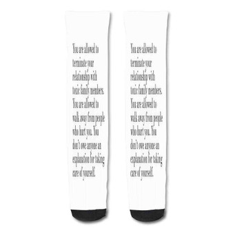 Pastele When Family Members Hurt You Quotes Custom Personalized Sublimation Printed Socks Polyester Acrylic Nylon Spandex