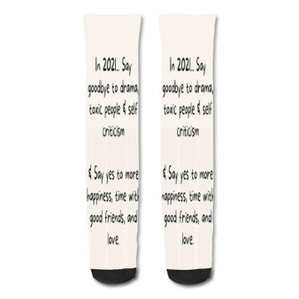 Pastele Good Self Motivation Quotes Custom Personalized Sublimation Printed Socks Polyester Acrylic Nylon Spandex