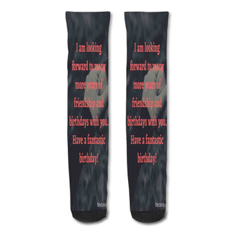 Pastele Happy Birthday To My Best Friend Quotes Custom Personalized Sublimation Printed Socks Polyester Acrylic Nylon Spandex