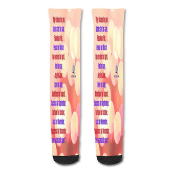 Pastele Healthy Happy And Loved In February Quotes Custom Personalized Sublimation Printed Socks Polyester Acrylic Nylon Spandex