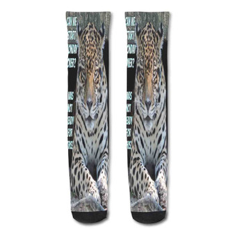 Pastele Jaguar Animal Quotes Custom Personalized Sublimation Printed Socks Polyester Acrylic Nylon Spandex