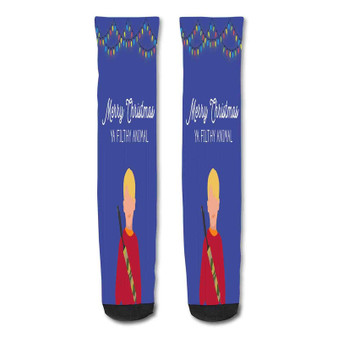 Pastele Movie Quote Merry Christmas Ya Filthy Animal Custom Personalized Sublimation Printed Socks Polyester Acrylic Nylon Spandex