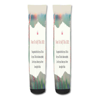 Pastele Note To Self Quotes Motivation Custom Personalized Sublimation Printed Socks Polyester Acrylic Nylon Spandex