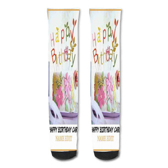 Pastele Friend Birthday Quotes With Name Custom Personalized Sublimation Printed Socks Polyester Acrylic Nylon Spandex