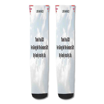 Pastele Quotes About Thanking God For My Family Custom Personalized Sublimation Printed Socks Polyester Acrylic Nylon Spandex