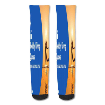 Pastele Weekend Healthy Living Quotes Custom Personalized Sublimation Printed Socks Polyester Acrylic Nylon Spandex